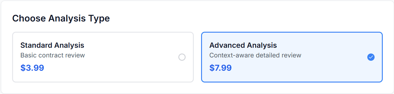 Advanced analysis selection